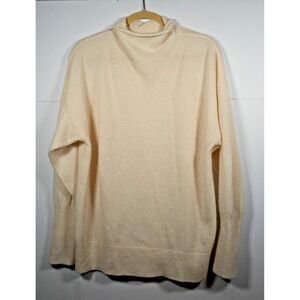Cream Colored Sweater Cashmere-Like with‎ B in Crest Logo Mock Turtleneck